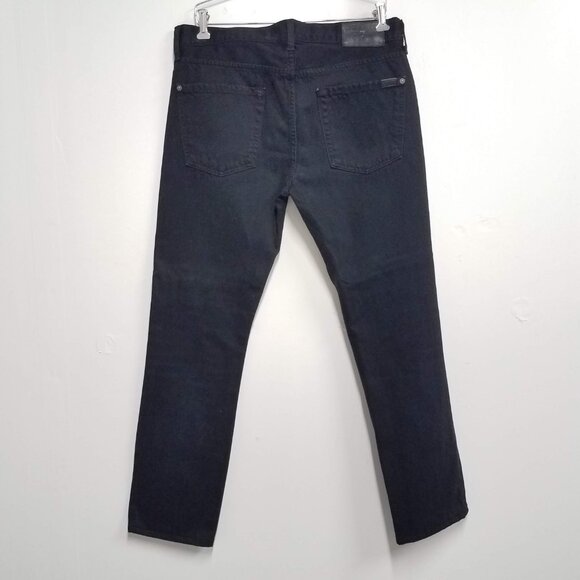 7 For All Mankind Jeans Black Mens 33 Paxtyn Distressed Denim AT139621AP - Picture 9 of 12
